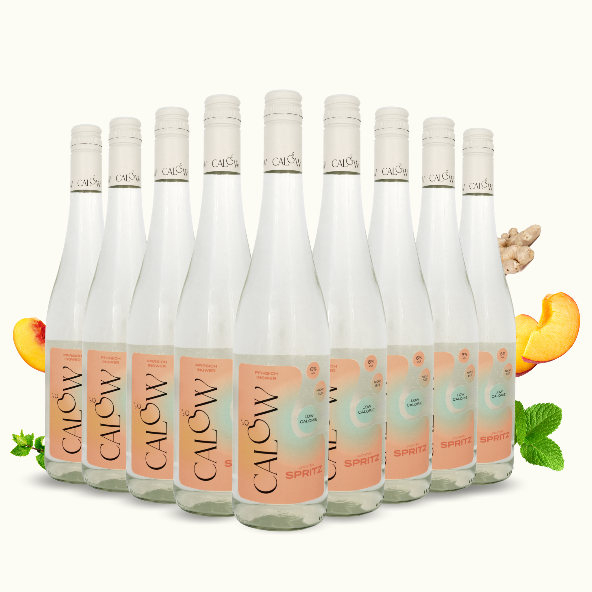 Pfirsich-Minze-Ingwer Spritz